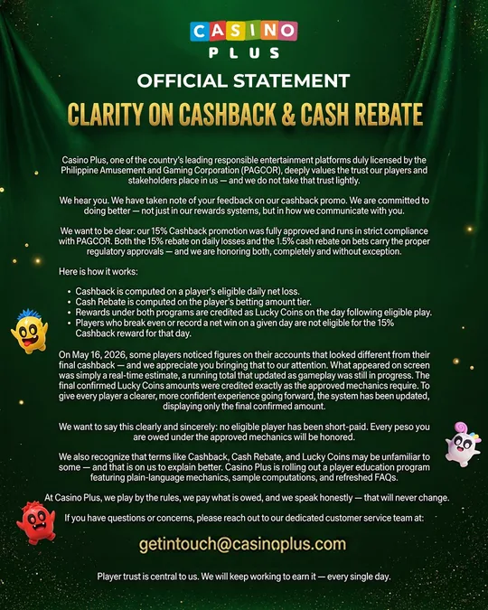 Casino Cashback Rebate - gameplay and features on Hahaha777 Philippines